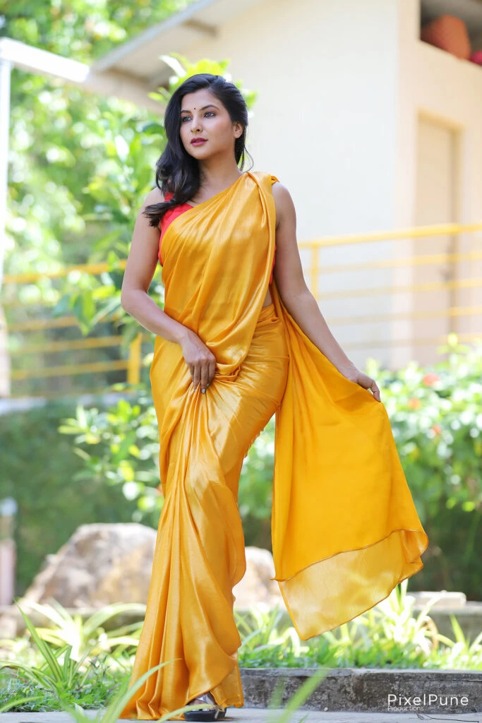 Varsha Revade in yellow saree